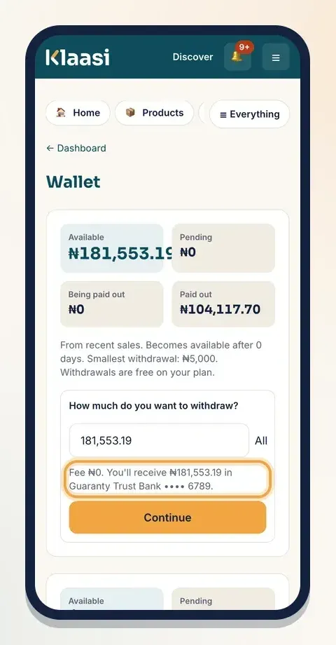 Before you withdraw, the wallet shows the fee and exactly what you'll receive