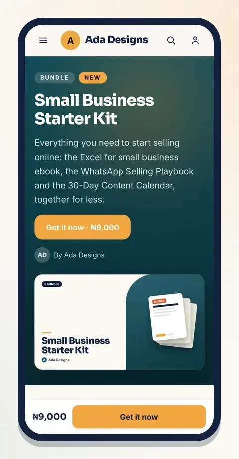 Your bundle has its own page with its own price