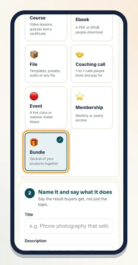Pick Bundle when you make a new product