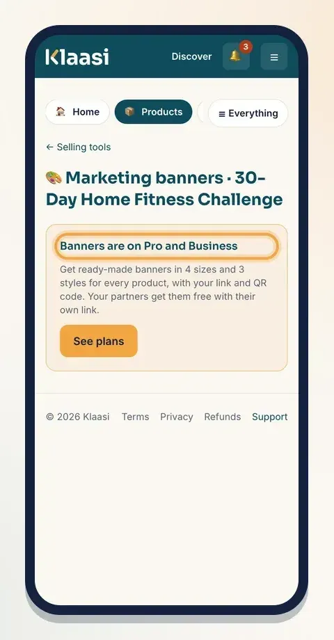 On Free, plan-only tools explain what you get and link to the plans