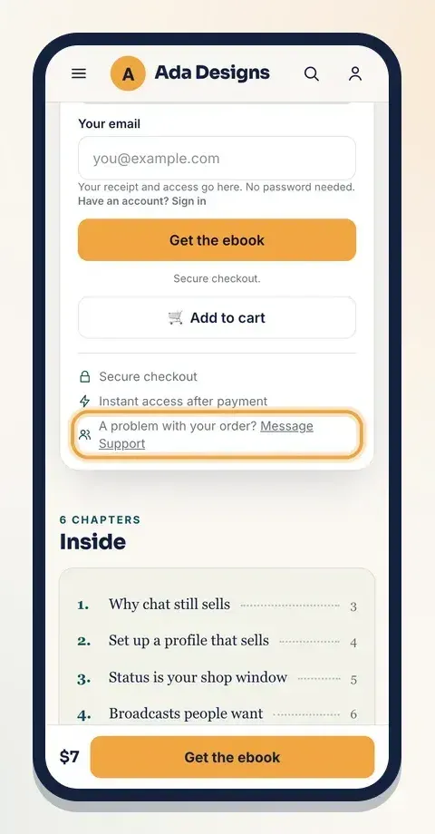Every buy box has a link to message Support if something goes wrong